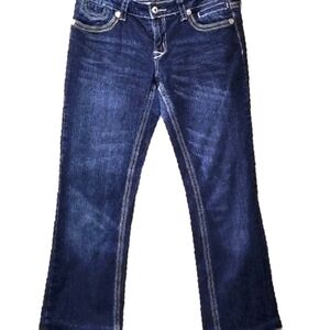 Royal Blue jeans pants embellished boots cut Size: 11X35